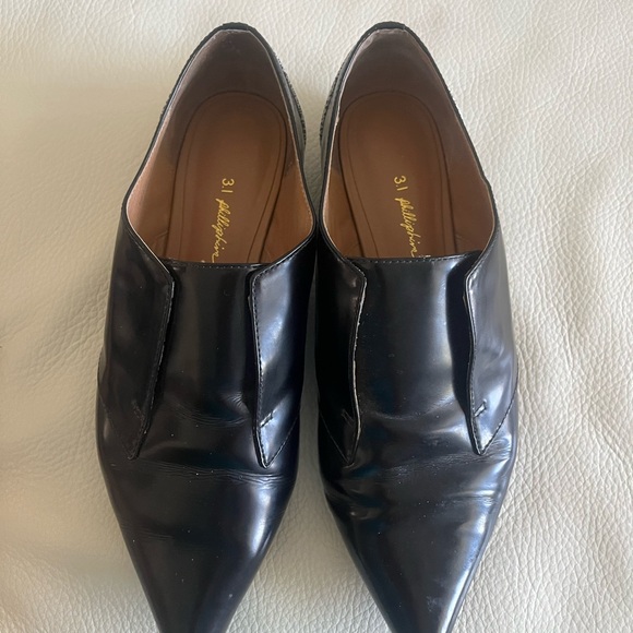 Philip Lim 3.1 Nacy Oxford Pointed Dress Flats Black/White - Picture 2 of 6